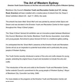 Emerton Youth and Recreation Centre artwork, 2004