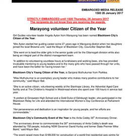 Blacktown City Council Citizen of the Year, 2017