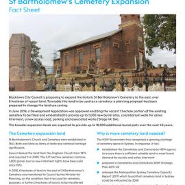 St Bartholomew's Cemetery Expansion, fact sheet, 2019