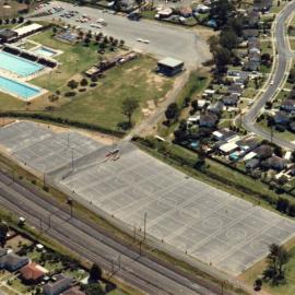 Aerial view of Blacktown Netball Courts and Blacktown Aquatic Centre