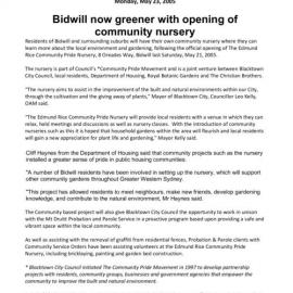 Bidwill Community Nursery, 2005