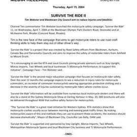 Survive the Ride II Launch, 2004