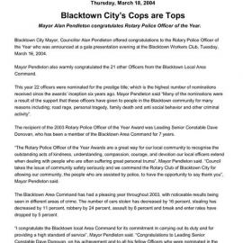 Police Officer of the Year, 2003