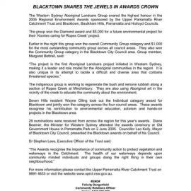 Upper Parramatta River Catchment Trust Awards,  2005