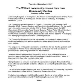 Willmot Community Garden Opening, 2007