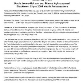 Blacktown City Youth Ambassadors, 2004