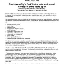 Blacktown City's Visitor Information and Heritage Centre opening, 2007