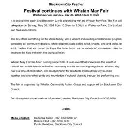 Whalan May Fair, 2004