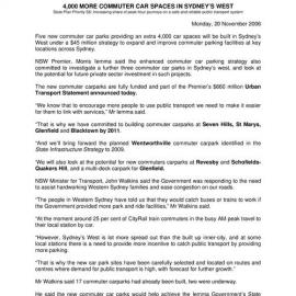 Commuter Car Parks, 2006