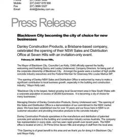 Danley Construction Products Sydney Opening, 2006