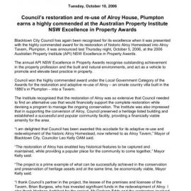 Alroy House Plumpton, award for restoration of Alroy House, Plumpton