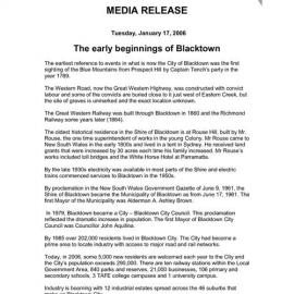 The early beginnings of Blacktown, 2006