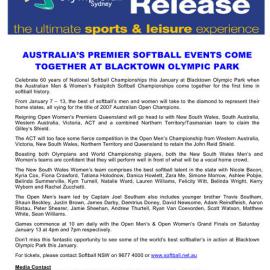 2007 National Softball Championship at Blacktown Olympic Park