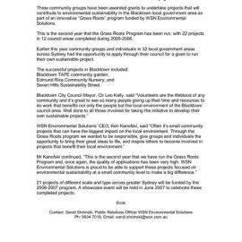 "Grass Roots" Program, 2006