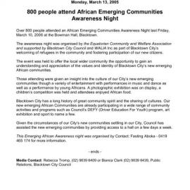 African Emerging Communities Awareness Night, 2006