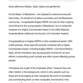 Eagles RAPS Award Presentation for Westie Fest, 2002