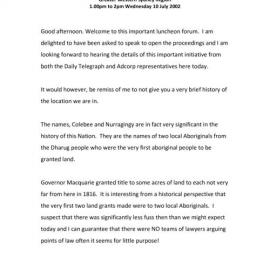 Greater Western Sydney Region forum, 2002