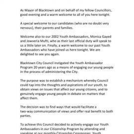 Blacktown City Youth Ambassadors, 2003 