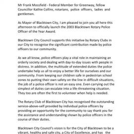 Police Officer of the Year Award launch, 2004