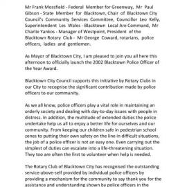 Police Officer of the Year Award launch, 2002