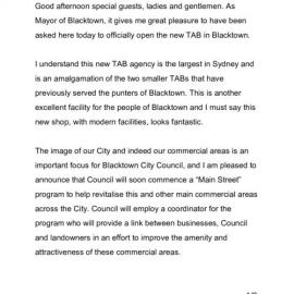 Totaliser Agency Board (TAB), official opening Blacktown, 2001