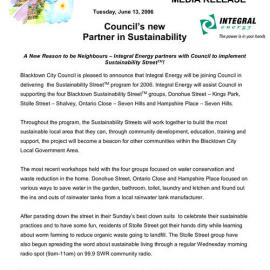 Sustainability Street partnership with Integral Energy, 2006