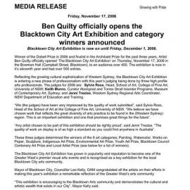 Blacktown City  Art Exhibition and Category Winners, 2006