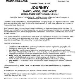 Journey Many Lands, One Voice CD Launch, 2006