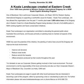 Koala Landscape created at Eastern Creek, 2006