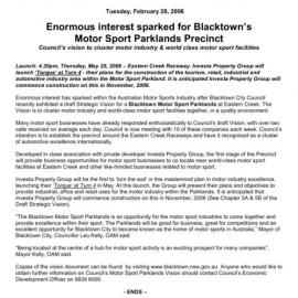 Motor Sport Parklands Precinct, 2006