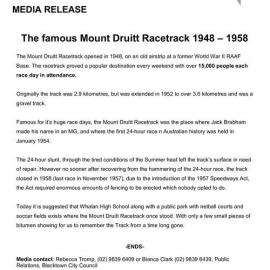 The Mount Druitt Racetrack 1949-1958