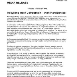 Recycling Week Competition Winner, 2005