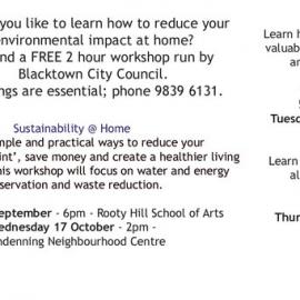 Sustainable Living Workshops, c2012