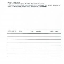 Retirement of Doctors Lorraine and Tony Barrett (Mayoral Minute No. 455), 2017