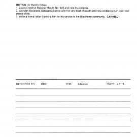 Retirement of Reverend Michael Robinson (Mayoral Minute No 509)