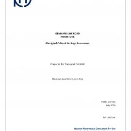 Denmark Link Road Riverstone, Aboriginal Cultural Assessment, 2020