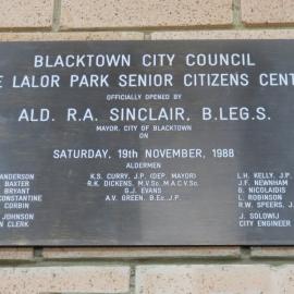 Lalor Park Senior Citizens Centre - Plaque