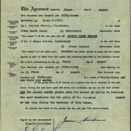 Lease of 'Overdale' (horse), 1953-1956