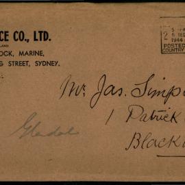 Envelope addressed to James Simpson, 1944