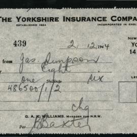 Receipt of receiving money, 1944