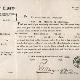 Robertson vs Hird Legal Action, 1918