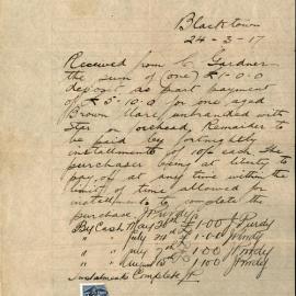 Deposit/Part Payment of an Aged Brown Mare, 1917