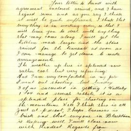 Rental agreement and correspondence, The Hut and land, Sarsfield Street, Blacktown