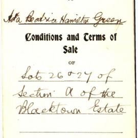 Conditions and Terms of Sale, Lots 26 and 27, Section A, Blacktown Estate, 1918