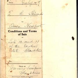 Conditions and Terms of Sale, Lots 10 and 11 Central Estate, Blacktown