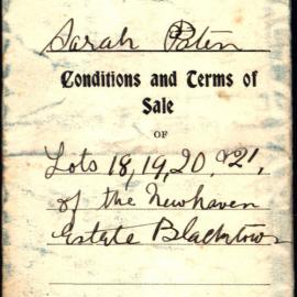 Conditions and Terms of Sale, Lots 18, 19, 20 and 21 Newhaven Estate, Blacktown, 1917