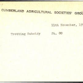 Receipts for Showground events, 1970s