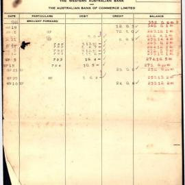 Blacktown & District Agricultural Society bank statements, 1944