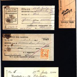 Blacktown and District Agricultural Society - Miscellaneous Receipts, 1944 
