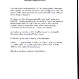 Amy Jane Francis 1858-1929